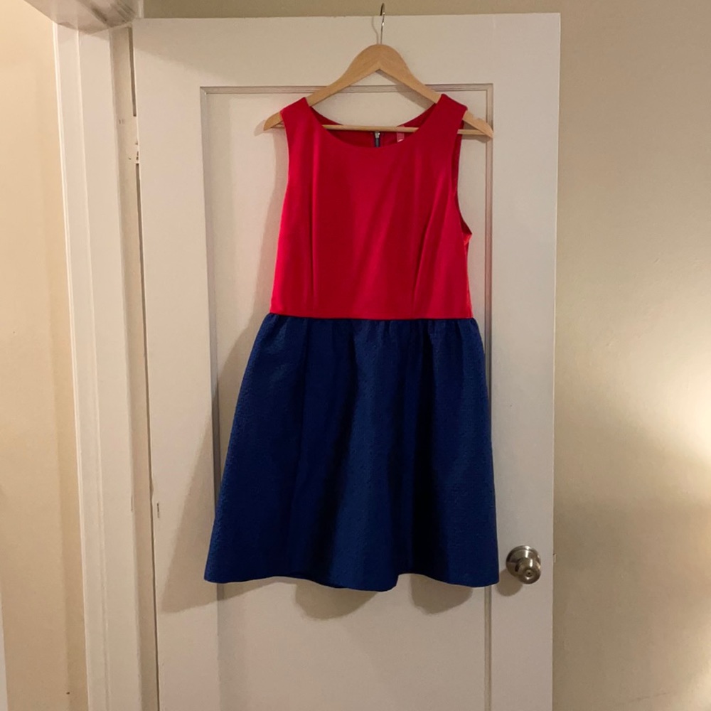 Red and blue party dress